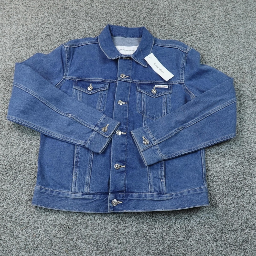 NEW Calvin Klein Jeans Jacket‎ Mens M Blue Denim Button Jean Coat Type 3 Trucker